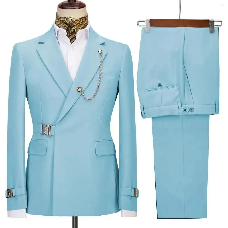 Men's Suits Blazer Pants for Men 2024 Jacket Italian Design Notched Lapel Party Wedding Slim Fit Costume Homme 2 Piece Clothing - Image 3