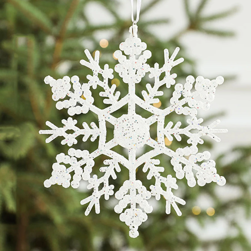 

6Pcs Christmas Tree Snowflake Hanging Ornaments Sturdy Xmas Party Decoration Home Decor Christmas Hanging Snowflake Ornament