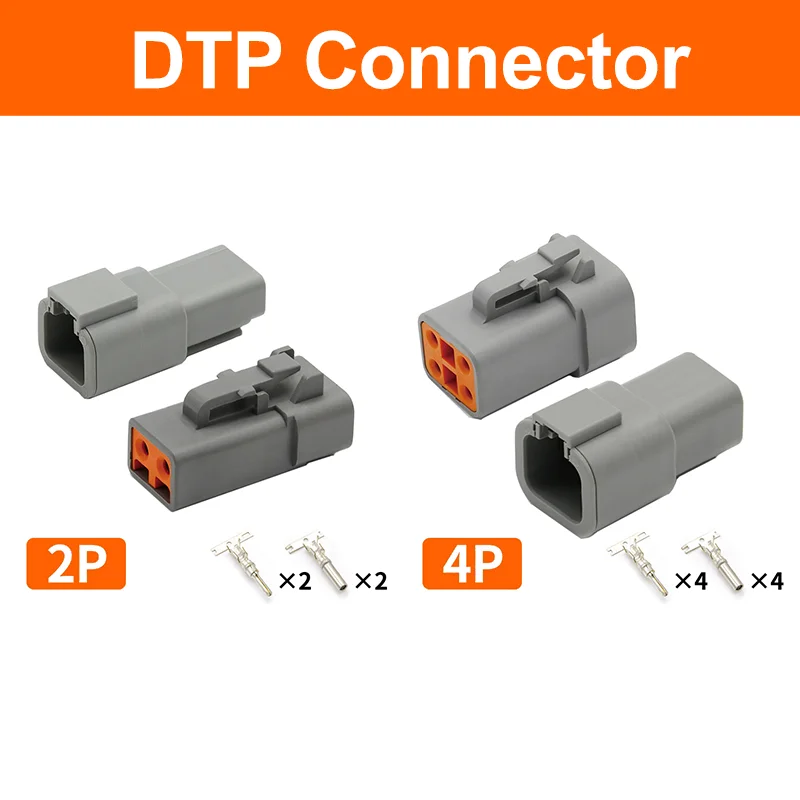 10/50/100 Sets Deutsch DTP Series Connector DT06-2S Waterproof Electrical Wire Connector 16-22AWG Male Female