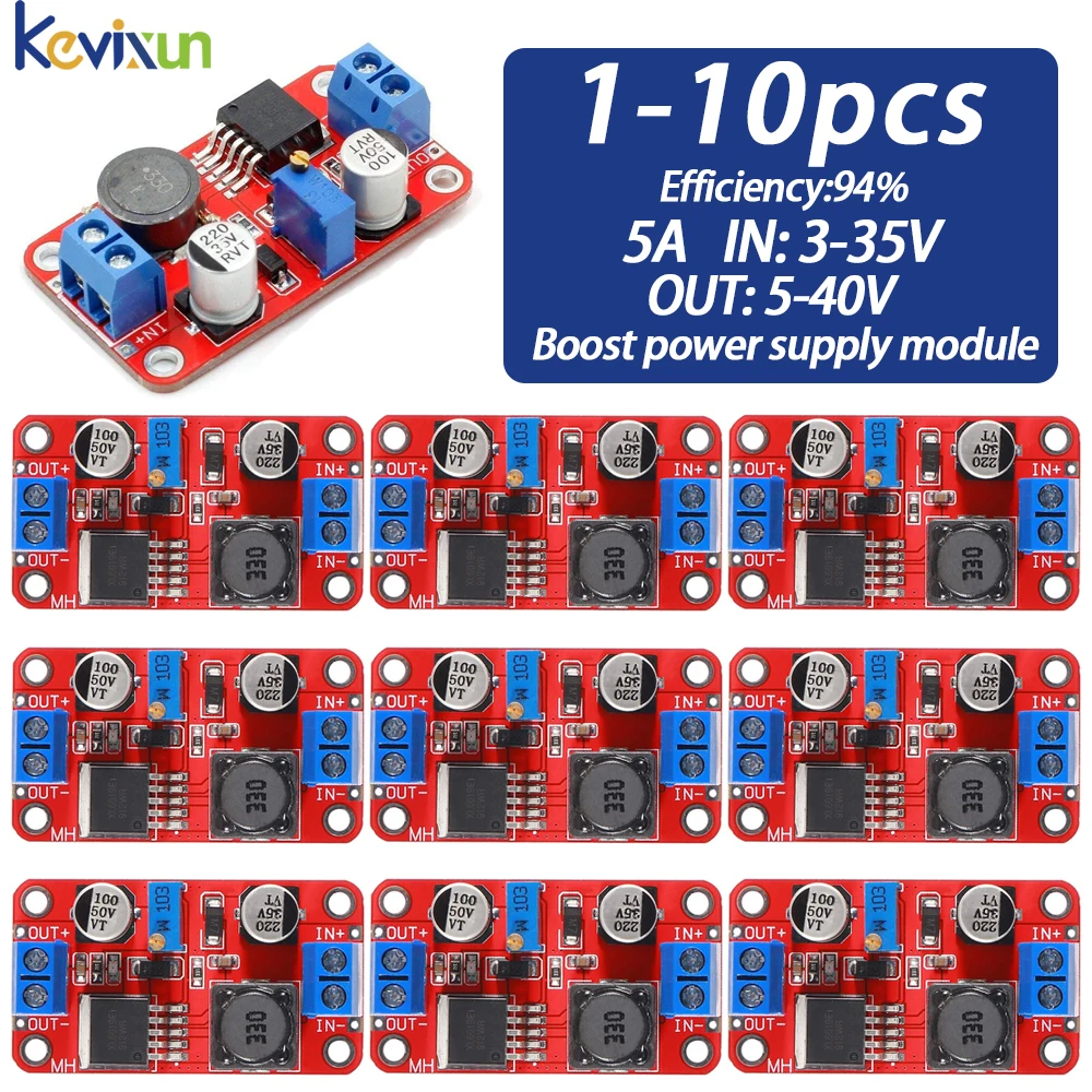 1-10PCS 5A DC-DC Step Up Power Module Boost Volt Converter 3.3V-35V To 5V 6V 9V 12V 24V XL6019 Adjustable Output Regulator