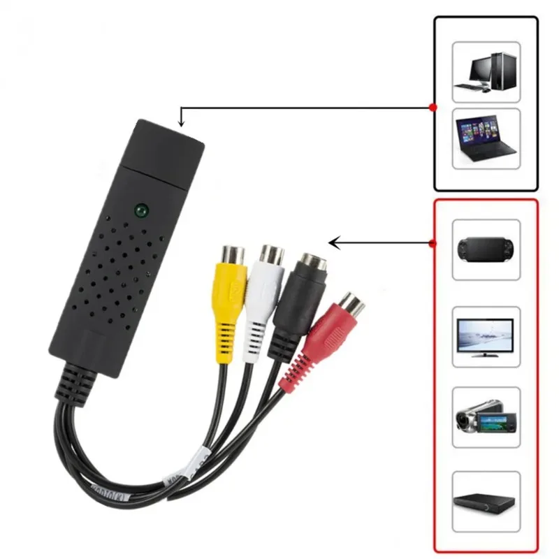 GRWIBEOU USB2.0 VHS To DVD Converter Analog Video Capture Audio Video DVD VHS Record Capture Card PC Adapter For Windows