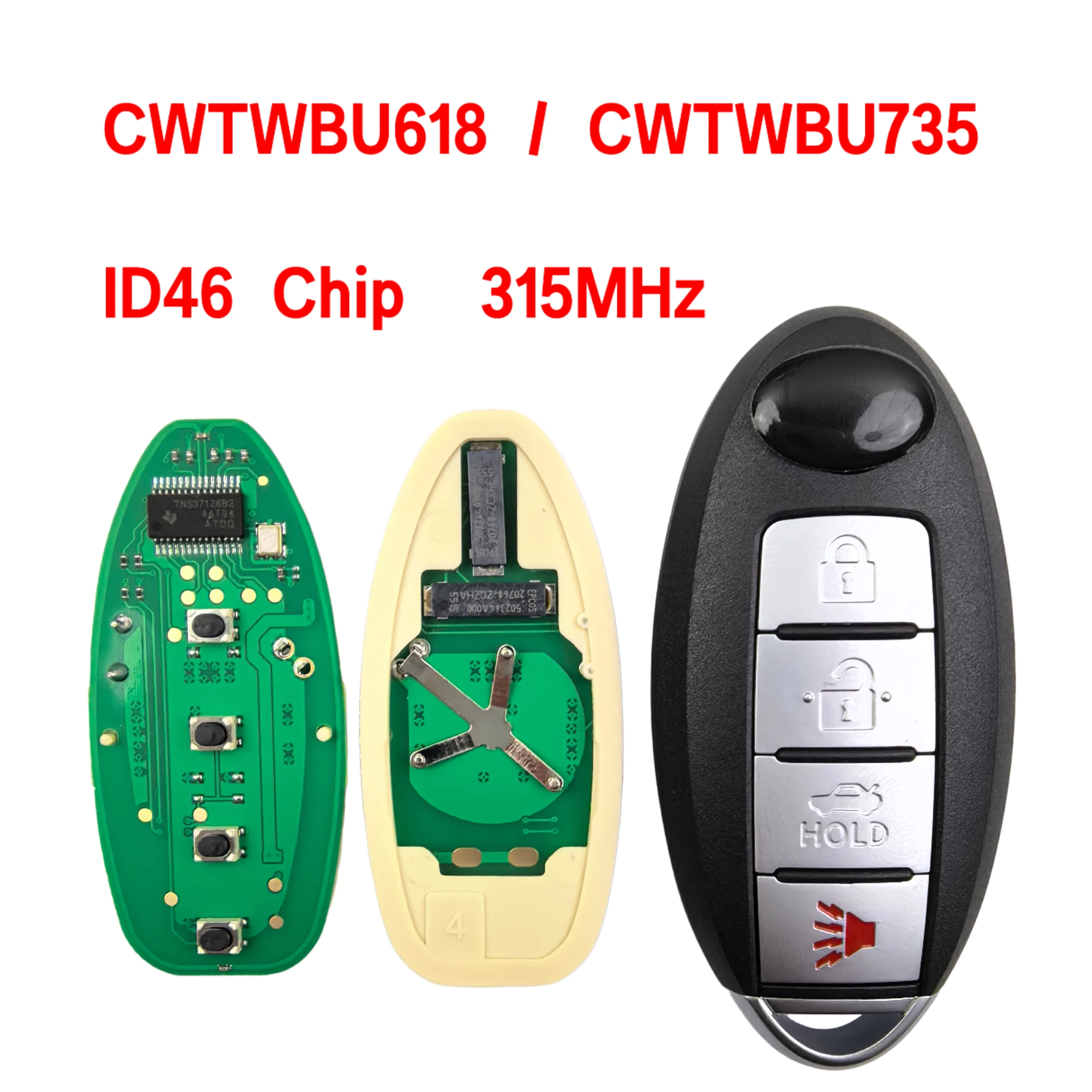 Jingxin 3/4-Tasten 315MHZ 46-Chip für Nissan Sentra 2007-2012 Fernbedienungs-Smartkey FOB 285E3-EW82D CWTWBU735/U618 CWTWBU729 Autoschlüssel – Detail 4