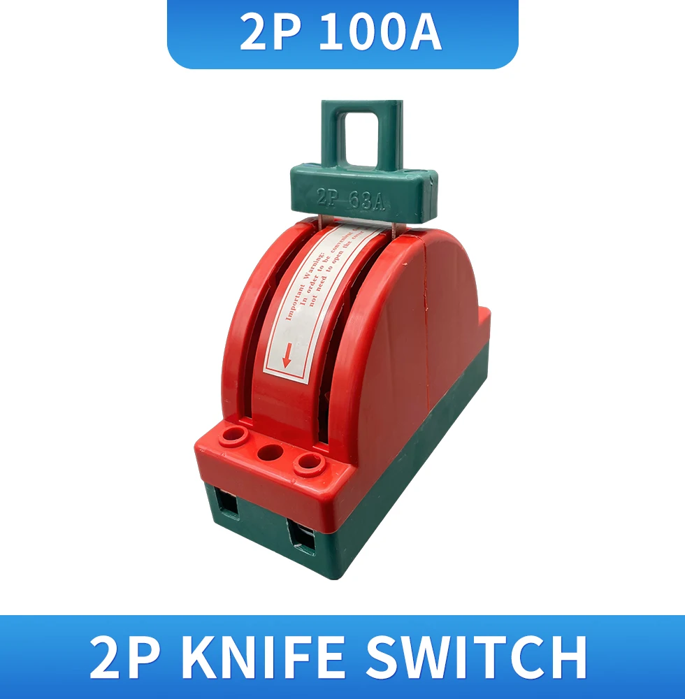 Bidirectional knife switch household 2P two-phase high-power 100A 220V double throw reverse clockwise knife switch