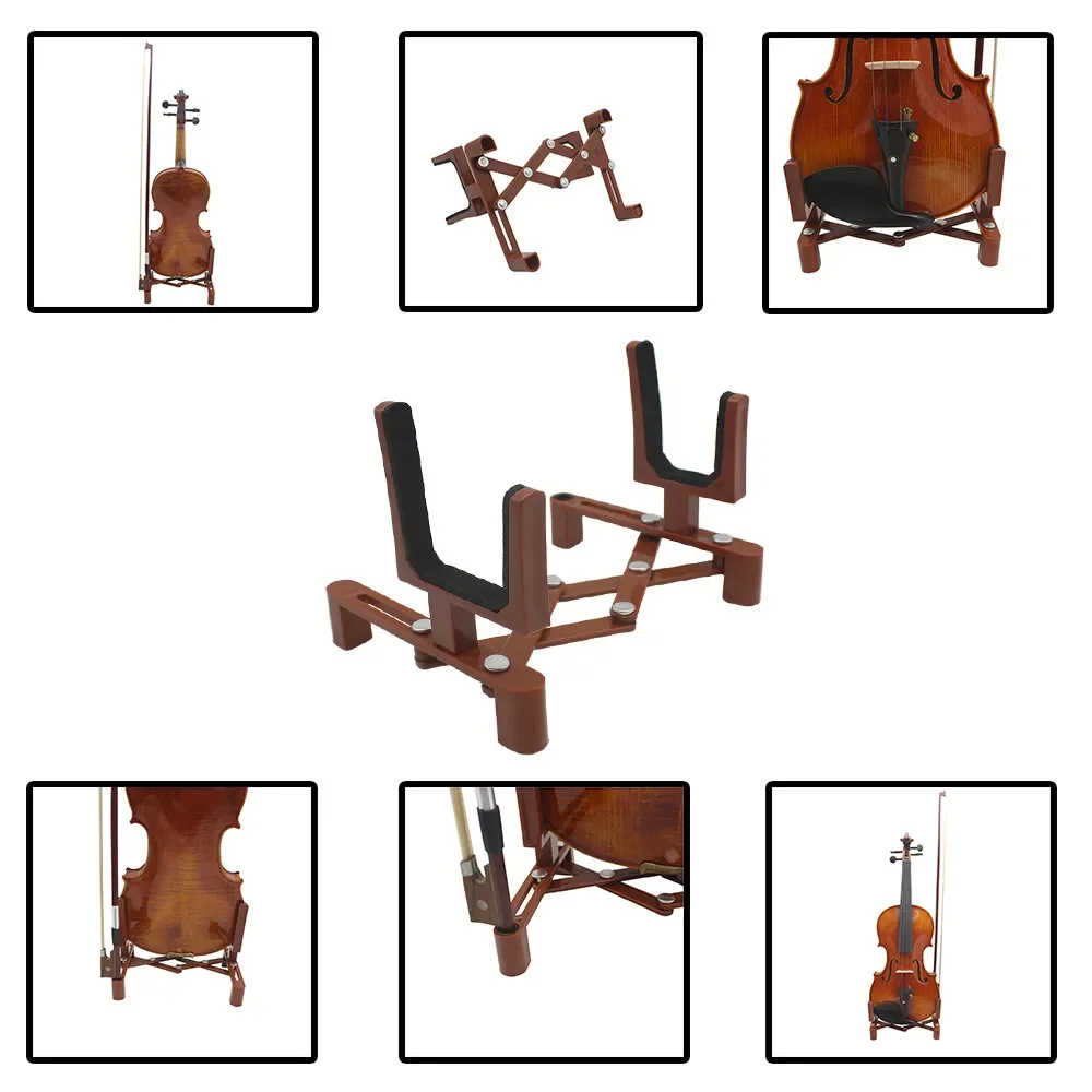 Einstellbare Violine Ständer Halter Tragbare Einziehbare Faltbare Geige Halterung Schwamm Pad Saiten Musical Instrument Violine Teile – Detail 3