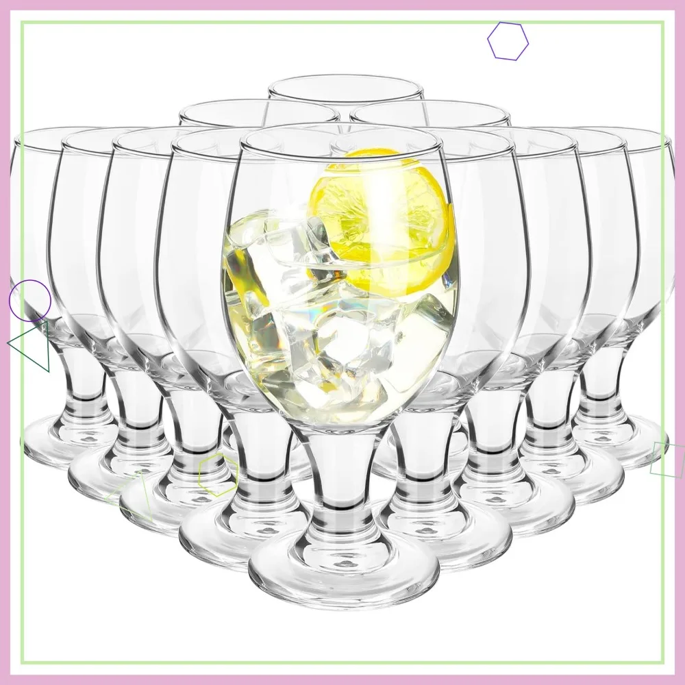 

Set of 12 Clear Stemmed Glasses 13.5 oz for Water Juice Wine Beer Tea Milk Dishwasher Safe