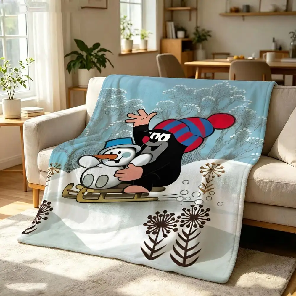 Cartoon T-The L-Little M-Mole Throw Soft Warm Flannel Throw Blanket, Multi-use for Sofa Bed Office Nap