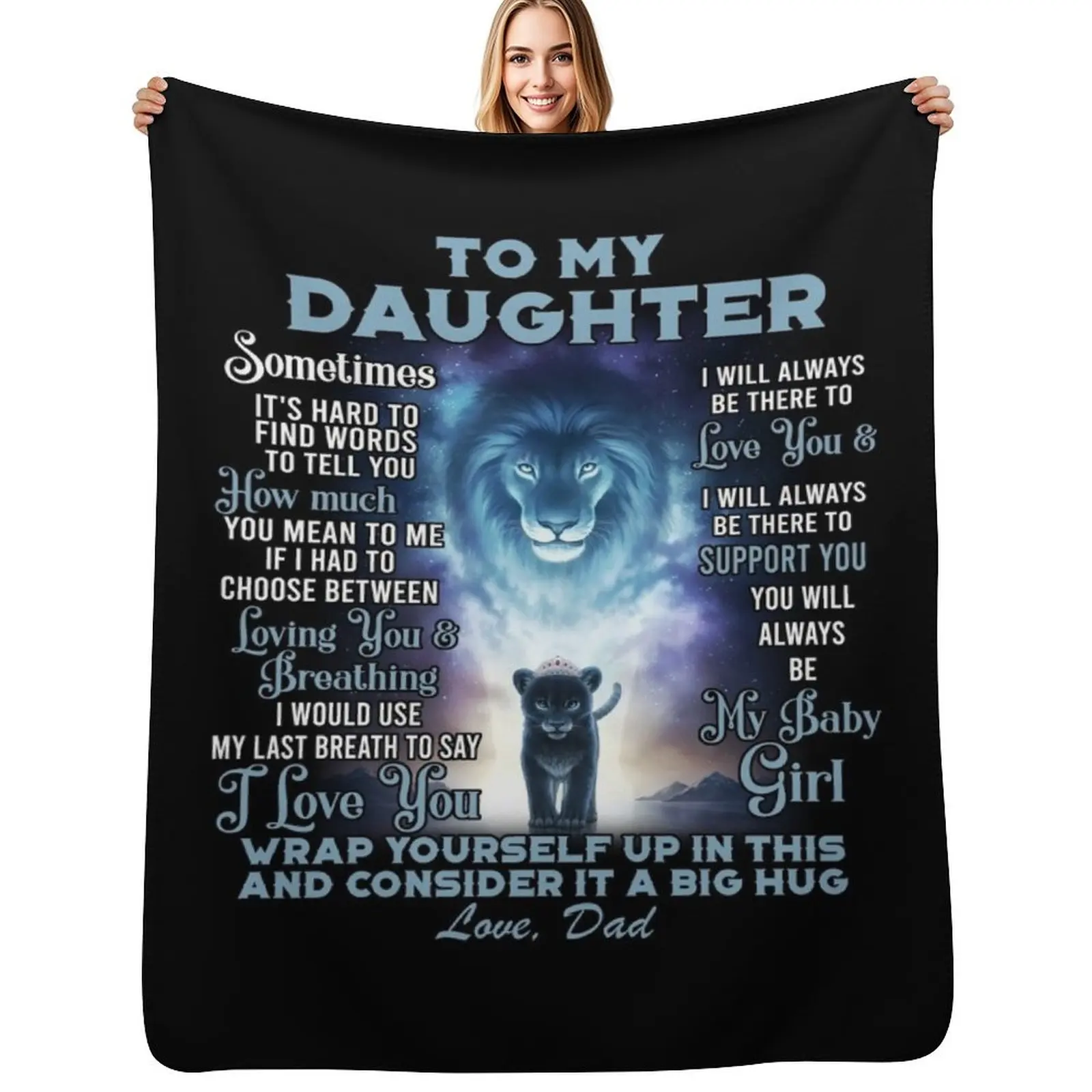To My Daughter From Dad Throw Blanket Bed Plaid Bed linens Flannel Fabric Comforter Fashion Sofas Blankets