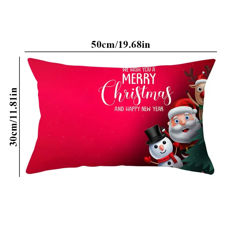 New Year Gift Red Plaid Cushion Cover Pillowcase Elk Merry Christmas Print Sofa