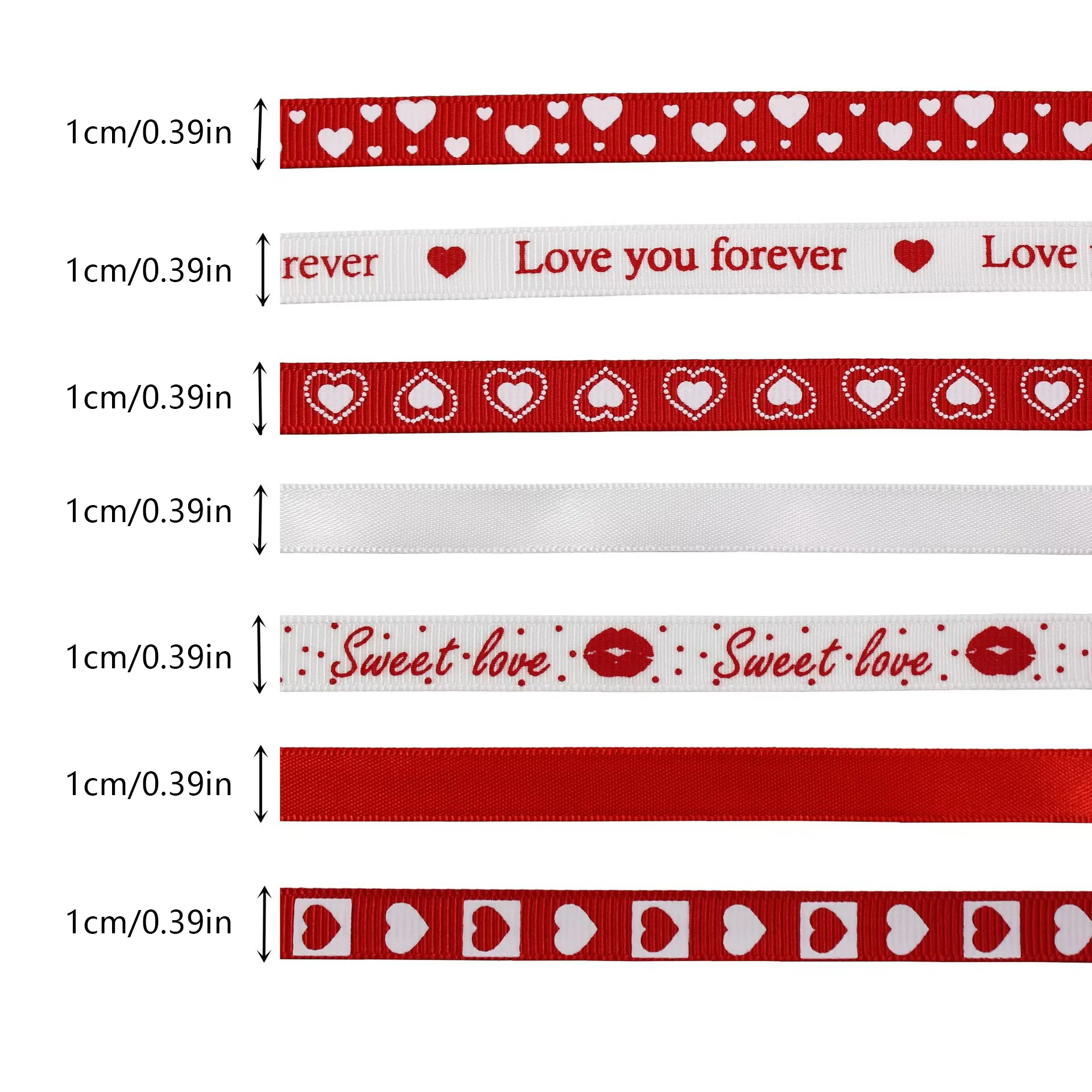 5Yards 10mmWide Valentine\'s Day Sweet Love Printed Ribbon Romantic Wedding Party Decoration Ribbons Flower&Gift Packaging Ribbon