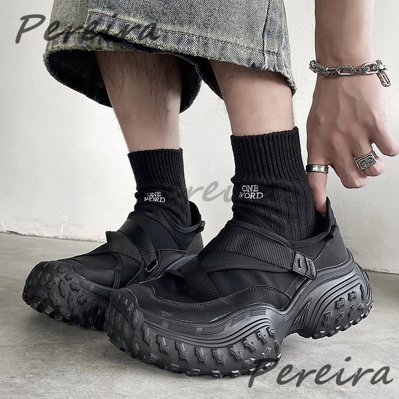 

Summer Mesh Thick Soled Sports Shoes for Men Fashion Comfortable Cross Strap Casual Sneakers Outdoor Hiking Men's Sports Shoes