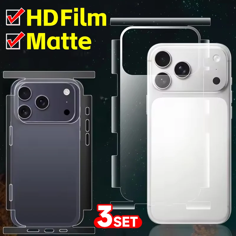 Película traseira fosca de cobertura total para iphone 17 pro max air series tpu anti arranhões protetor de auto-reparação de pele transparente para iphone17air