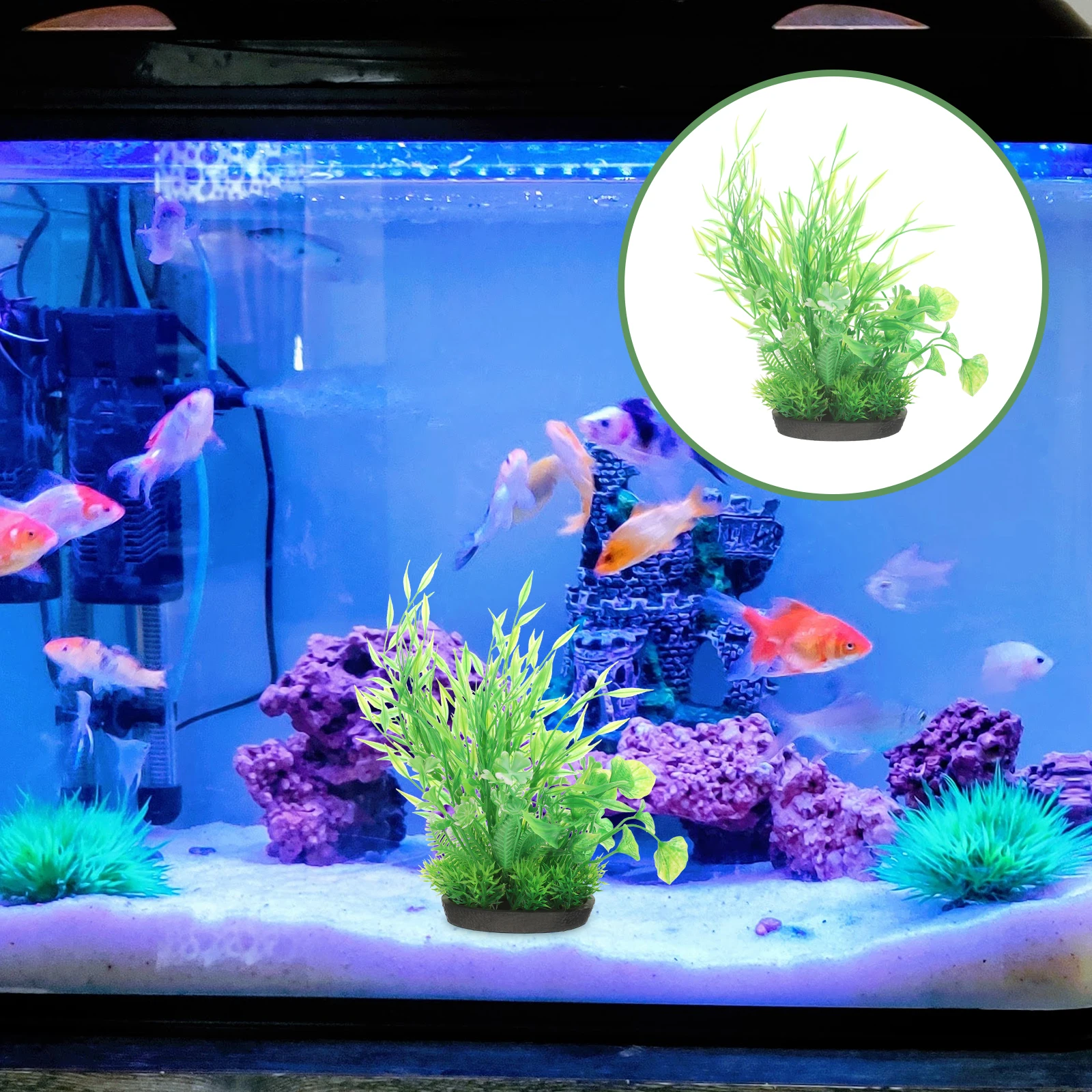 

2pcs Artificial Aquarium Grass Tank Plastic Plants Simulation Landscaping Decor For Fish Tanks Reptile Cages Terrariums Lifelike