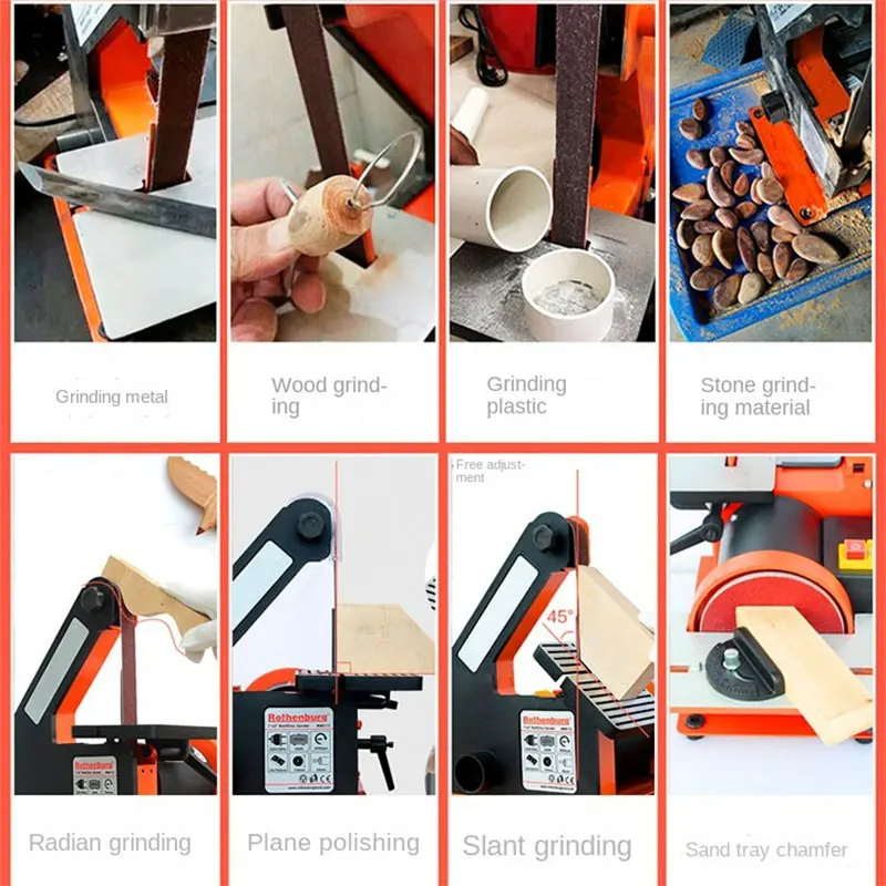 Abrasive belt machine sand disc machine small woodworking desktop grinder multi-functional vertical sandpaper machine metal