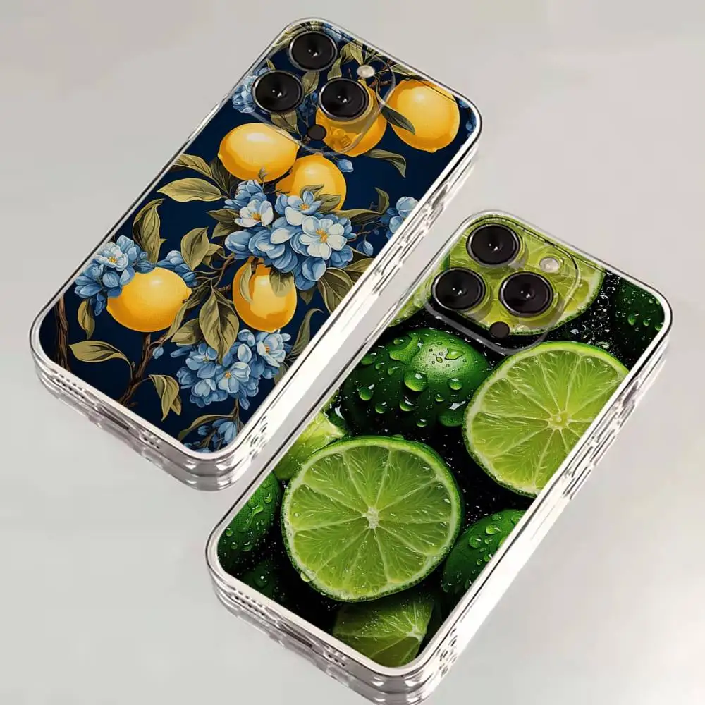 

Fruit lemon Phone Case For iPhone 16,15,14,13,12,11,17 Pro,Max,Plus,X,XS,XR,SE,Mini Transparent Soft Cover