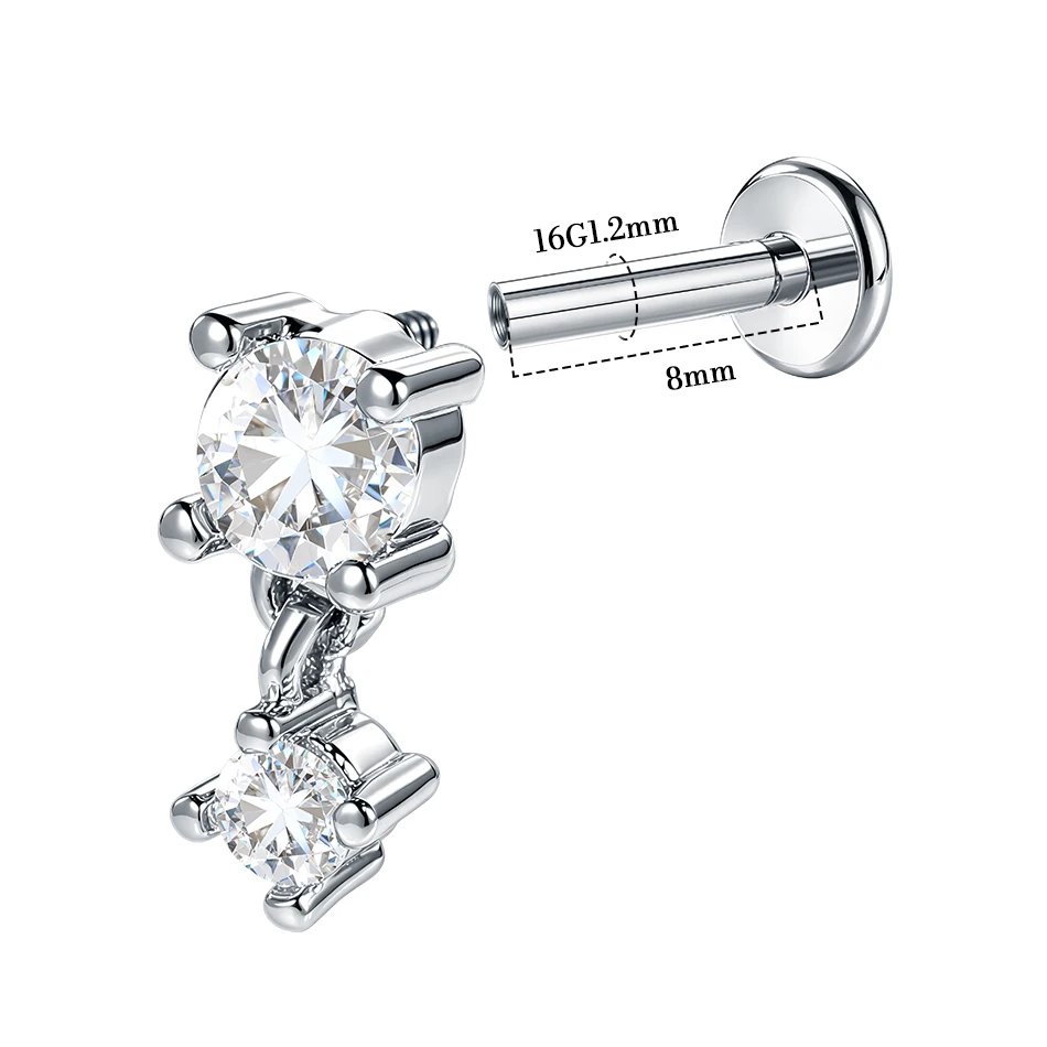 1 Stück Herz-Zirkon-Tragus-Ohrstecker für Frauen, innen geschraubter, gebogener CZ-Labret-Helix-Piercing-Körperschmuck – Detail 3