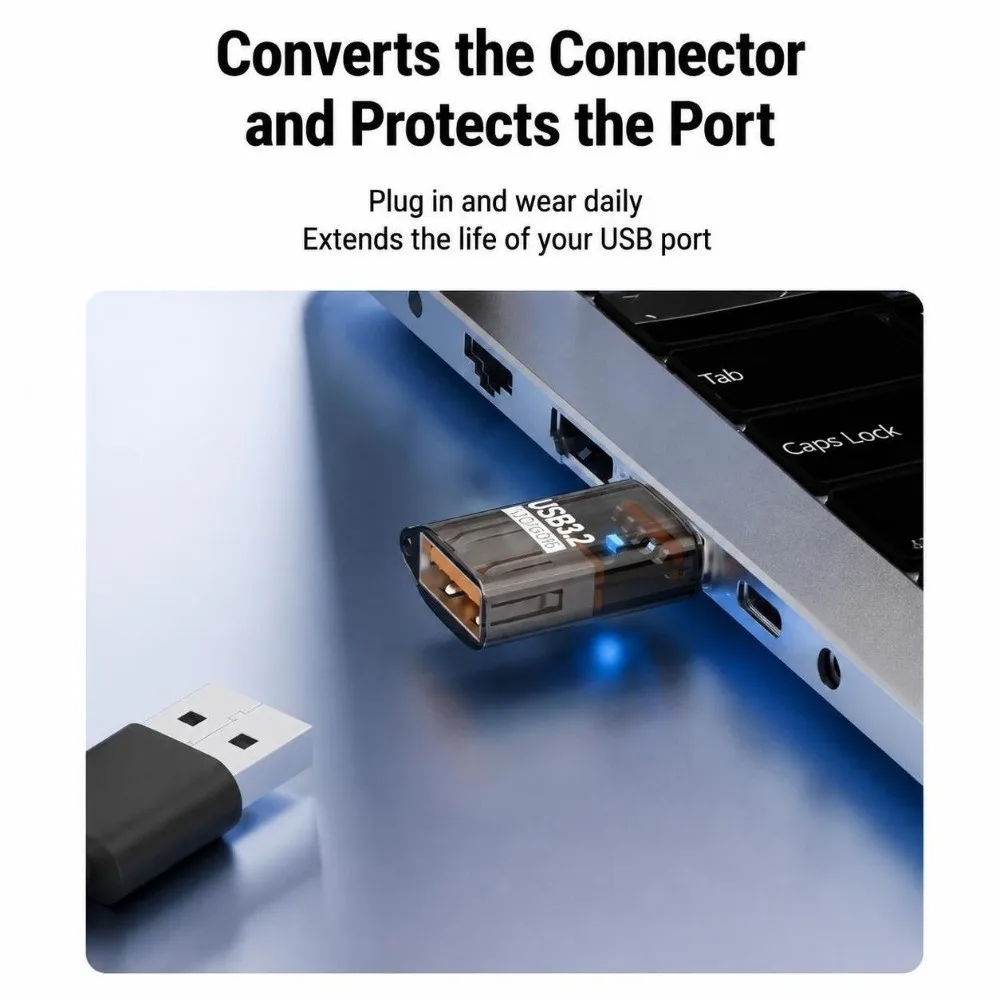 New Transparent USB Male To Female Adapter High Speed 60W USB Extension Adapter Plastic OTG Function USB Adapter Car Accessories