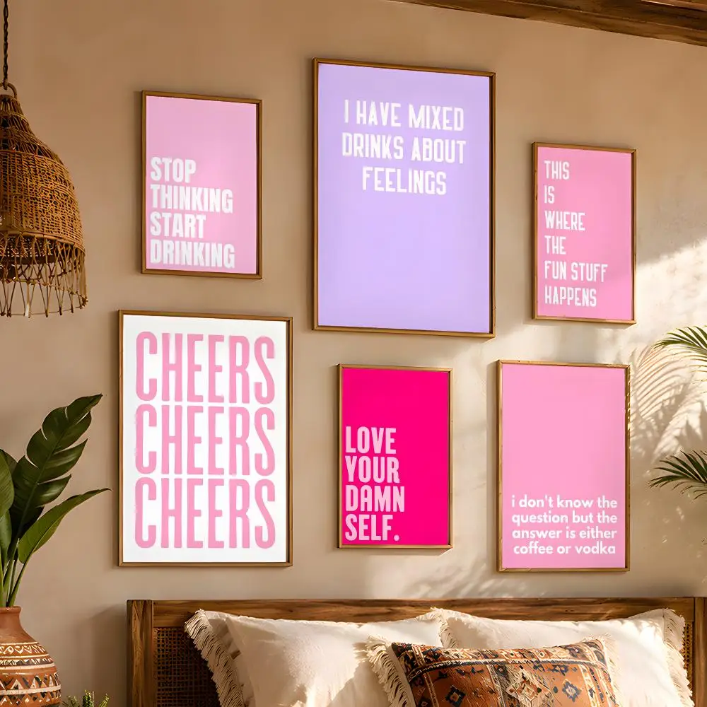 Pink Inspirational Word Quote Soft Light Vibe Aesthetic Room Idea Room Refresh Idea Glow Setup Neutral Wall Aesthetic Poster