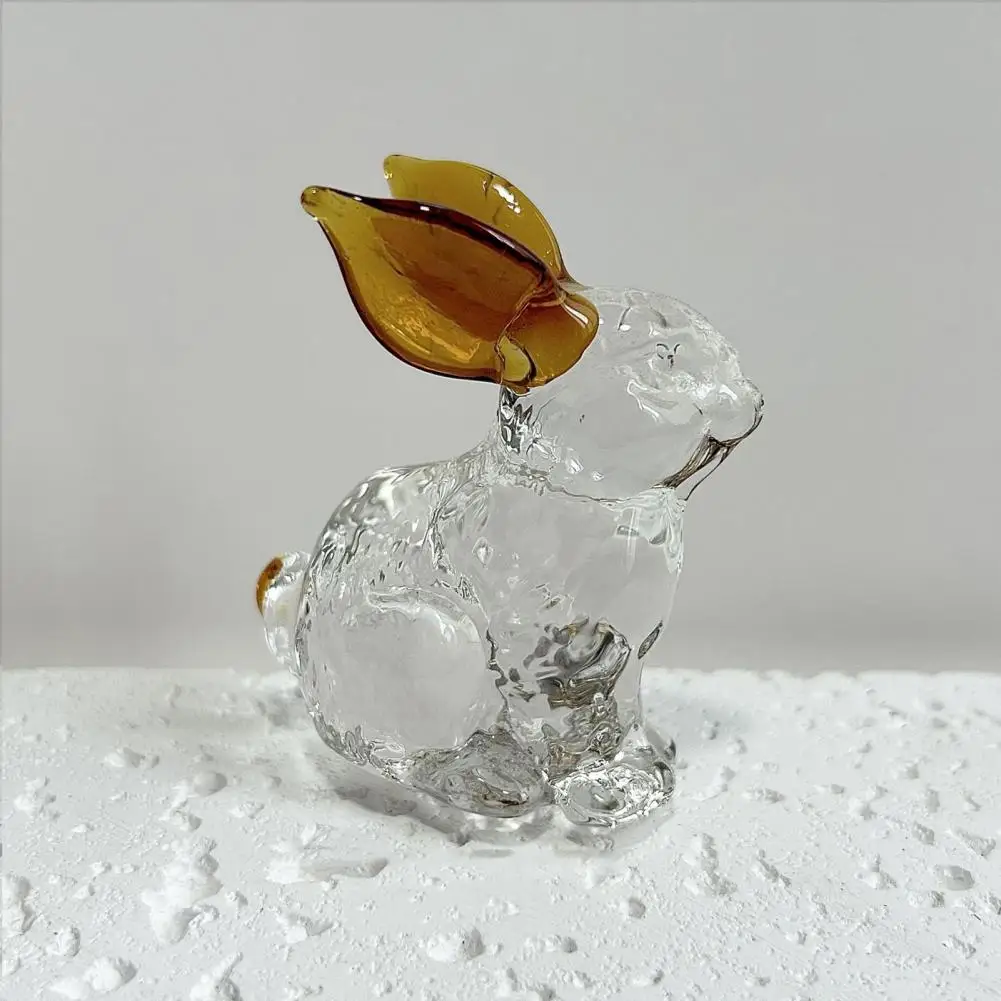 Handmade Glass Decor Handmade Glass Easter Bunny Figurine Miniature Colorful Sculpture Decorative Table Centerpiece Collectible