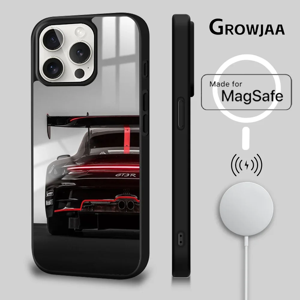 Sports GT3-RS Supercar-911 Phone Case For iPhone 16 15 14 13 12 11 Pro Max Plus Mini New Magsafe Mirror Wireless Magnetic Cover