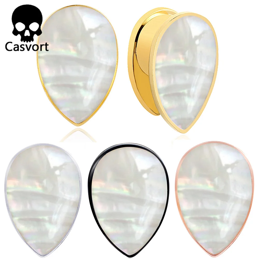 Casvort 2PCS 8mm 10mm Fashion Conch Ear Plugs Tunnels For Women Body Jewelry Piercing Saddle Gauges Stretchers Ears Accessories