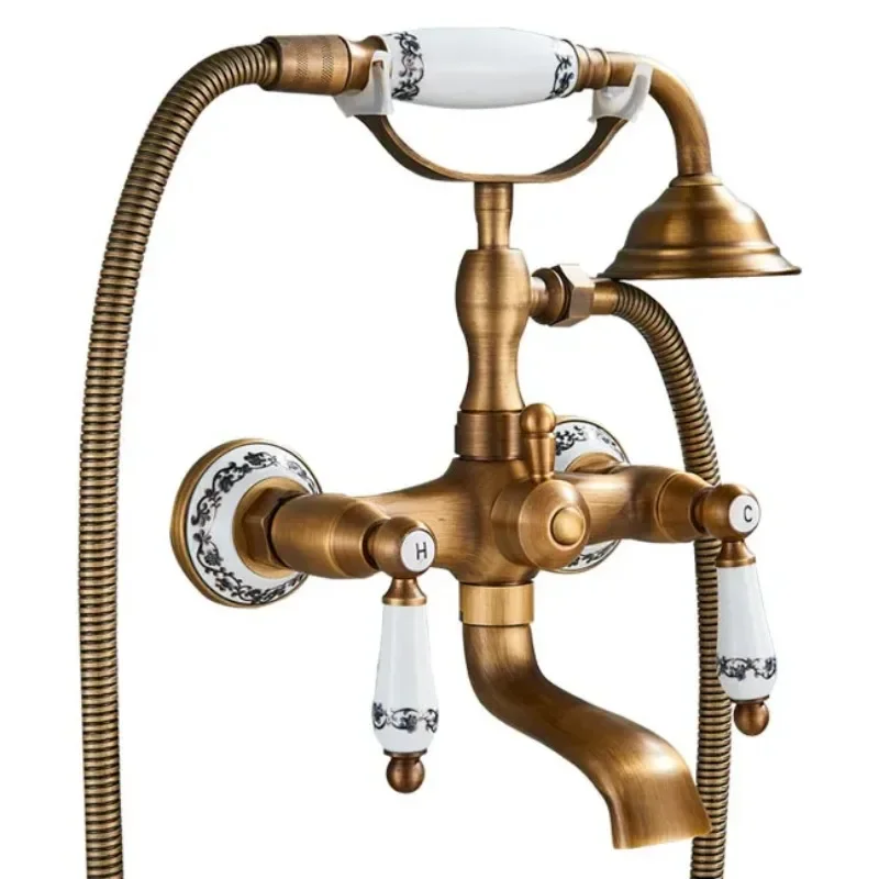 

European Antique Shower Faucet Bathtub Taps Wall Mounted Shower Set Bathroom Mixer Bath Faucet Contemporary Thermostatic Faucets