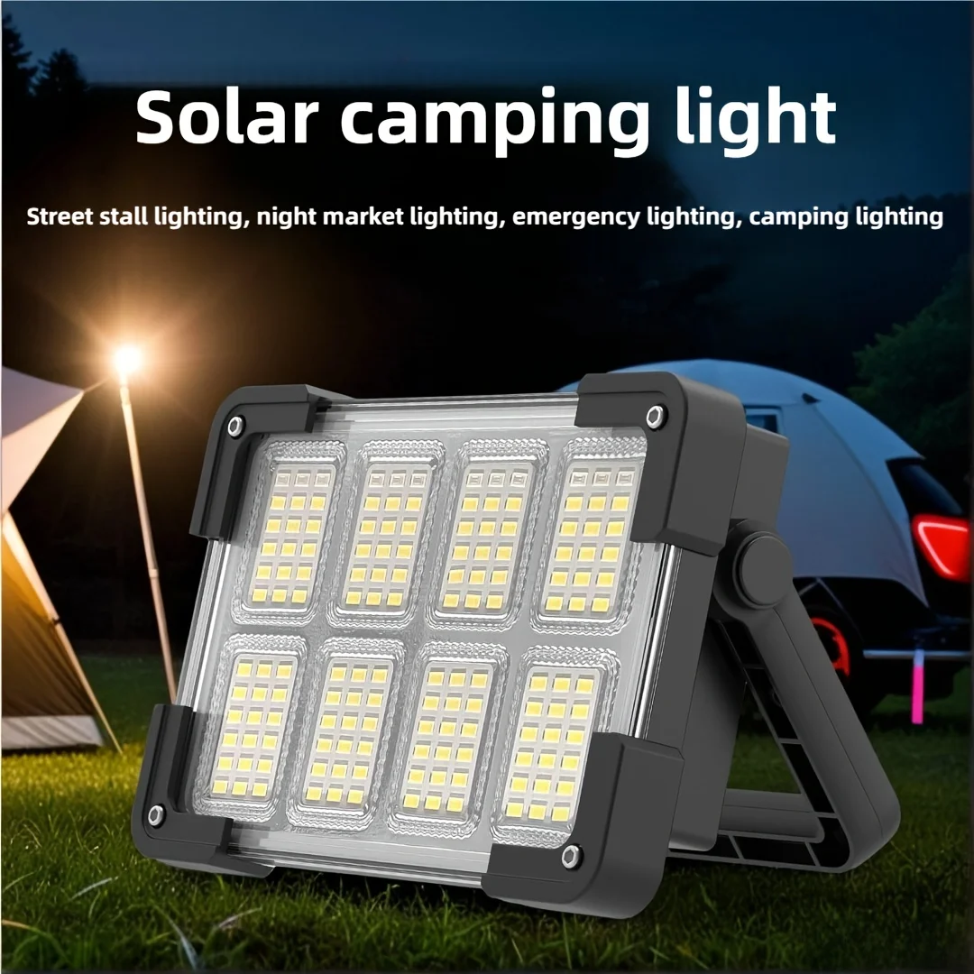 

Портативный светодиодный фонарь для кемпинга на солнечной энергии, аварийное освещение, через солнечную батарею или зарядку Type-C и USB с многофункциональным фонариком
