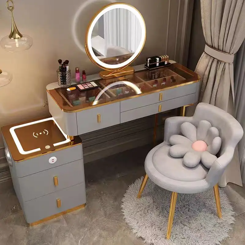 Modern Furniture Bedroom Dresser Adjustable Dresser With Mirror For Bedroom Makeup Dressing Table With Led