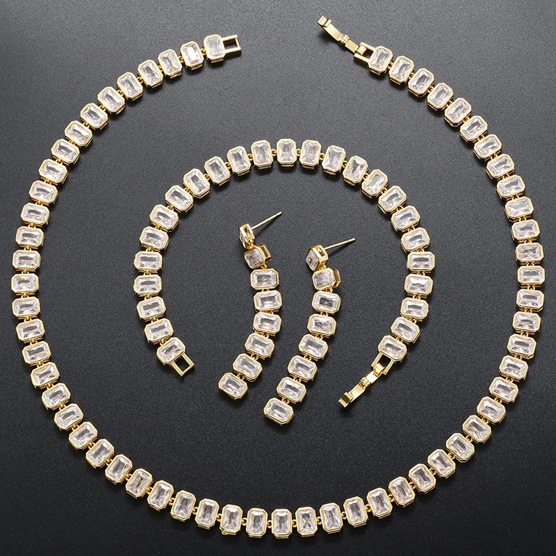 ZHUKOU Luxury Necklace for Women delicate Dinner Cubic Zirconia iced out tennis ladies Necklace chains Jewelry Wholesale VL266