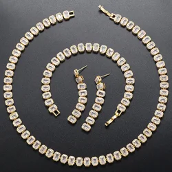 ZHUKOU Luxury Necklace for Women delicate Dinner Cubic Zirconia iced out tennis ladies Necklace chains Jewelry Wholesale VL266