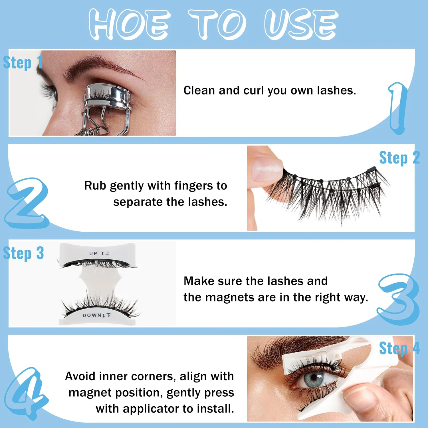 مجموعة الرموش المغناطيسية قابلة لإعادة الاستخدام سهلة الاستخدام أدوات تمديد الرموش الطبيعية بكرة الشعر الرموش الصناعية مع ملاقط مغناطيسية #5