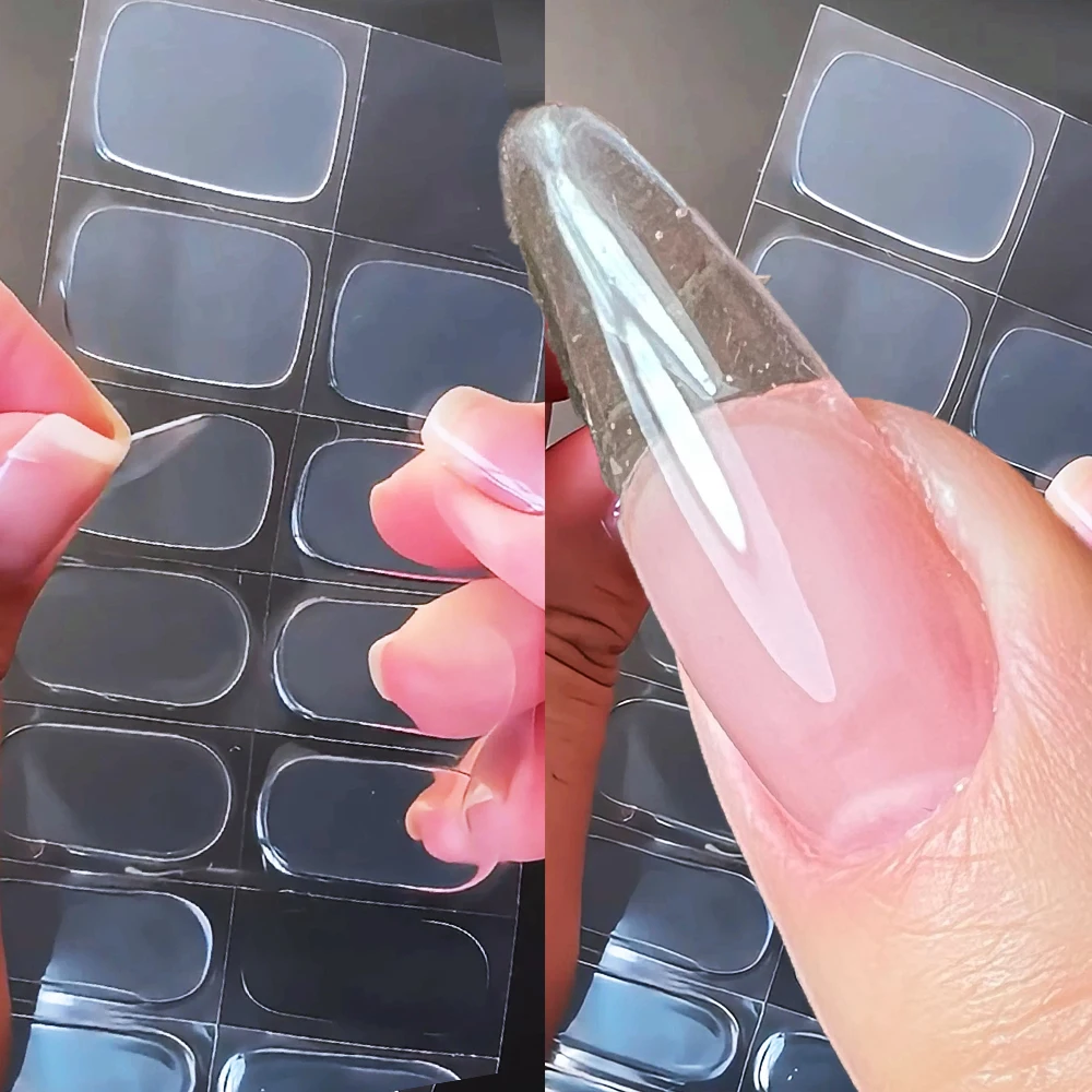 2026 Valentine's Day Ice-Transparent Semi-Cured Gel Nail Wraps Long-Lasting Clear UV Nail Sticker Full-Cover Clear Nail Slider
