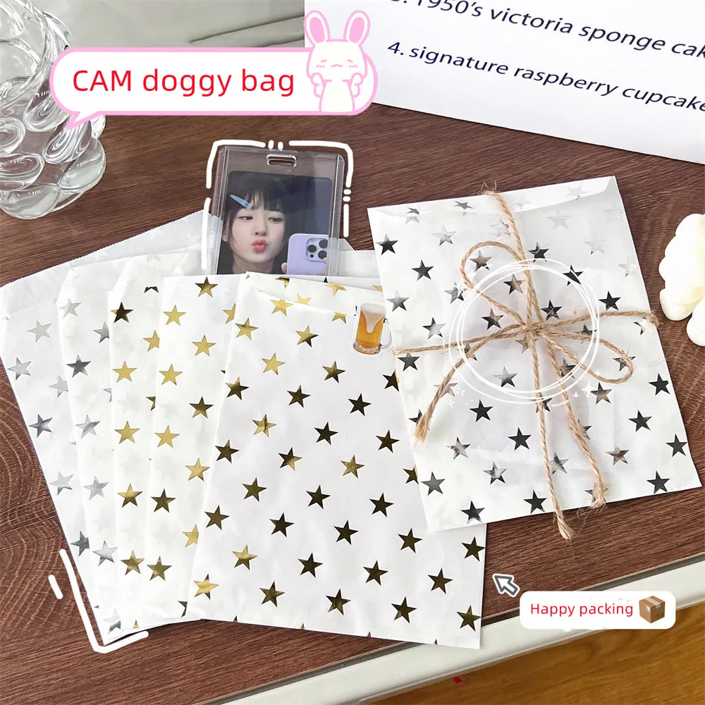 ins simple silver gold senior sense star hot gold paper bag gift bag out of card kraft paper student packing bag assistant