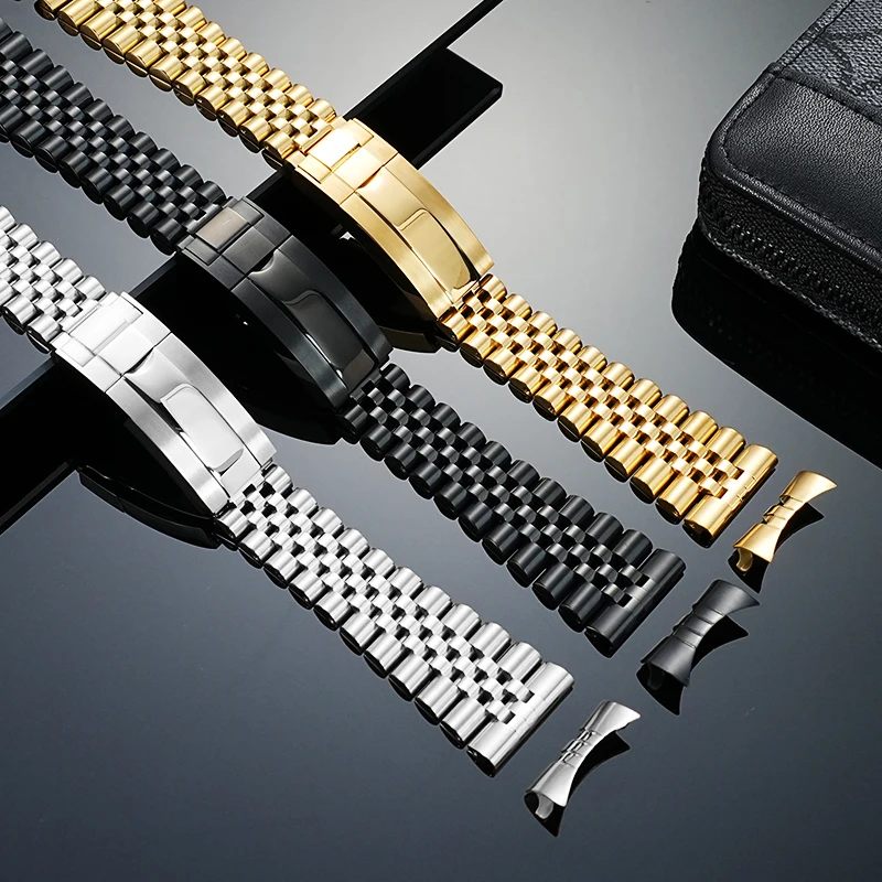 20mm 22mm For Tudor Black Bay 58 Rolex & Casio MDV106-107 -Jubilee Solid Stainless Steel band Flat/Curved Ends Included for men