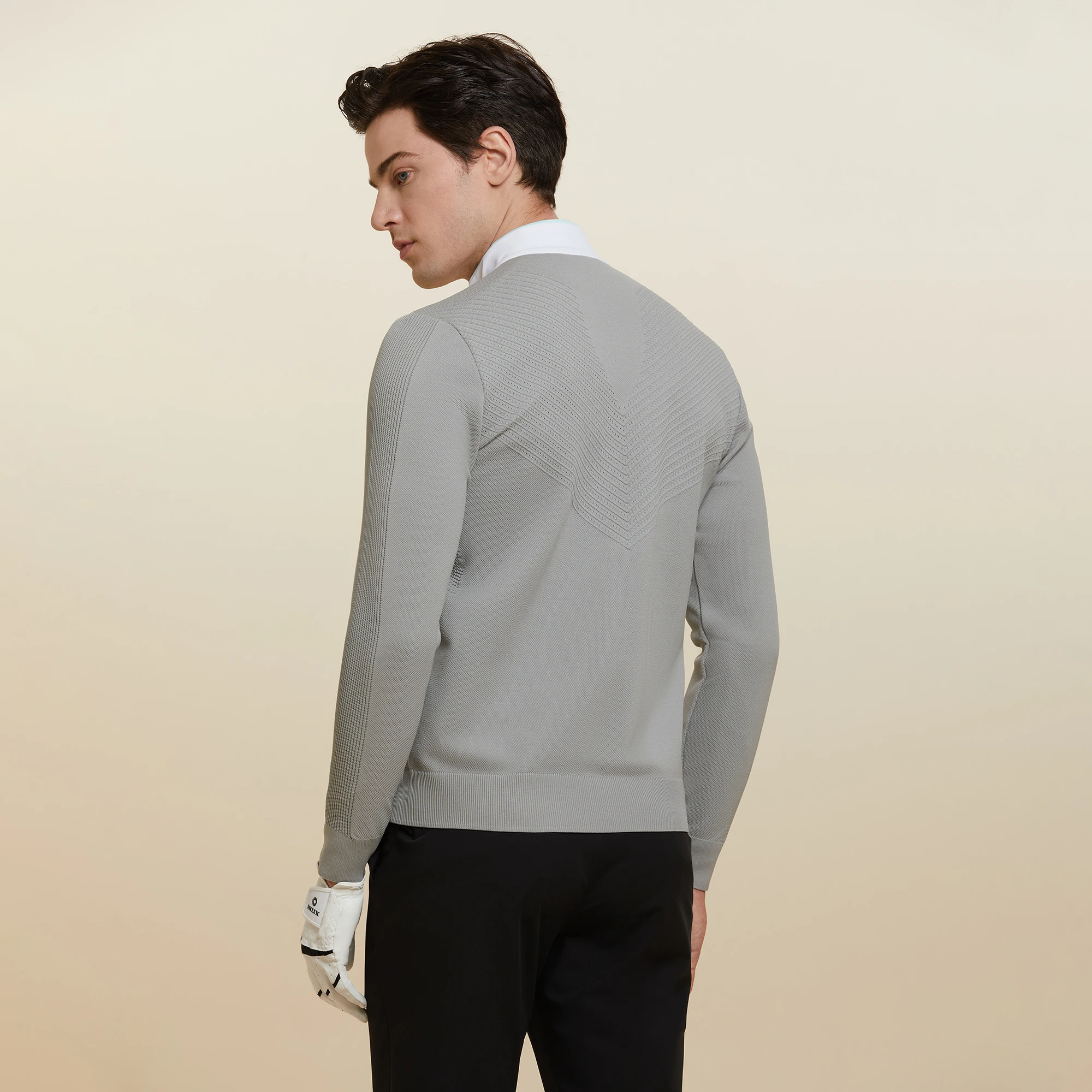 HELIX Golf Clothing Men's Autumn and Winter down Cotton Jacket with Contrasting Color Stand Collar, Soft and Warm