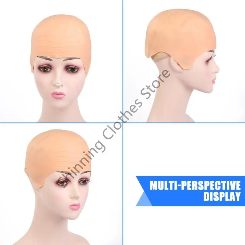 M68A CAPS CAPS مزيف رأس Skin Halween Cosplay Cosplay Associory Ald Coled Hat للبالغين الأطفال أغطية شعر مستعار مع شبكة الشعر