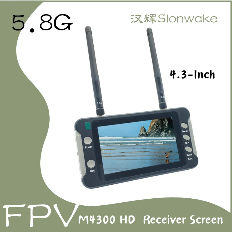 M4300 FPV Receiver Screen ，FPV 4.3-Inch Video Receiver Display 5.8G Real-Time Transmission Memory Card Slot Long Battery Life