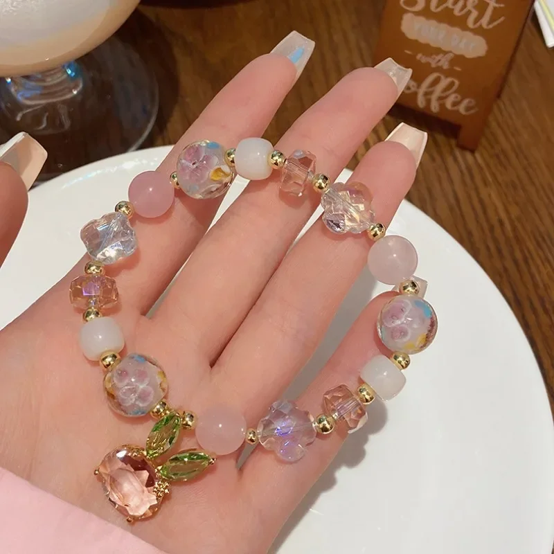 

Lovely New Naturally Little Fresh Glass Bracelet Sweet Refreshing Charm Jewellery Fashion Fairy Handmade Exquisite Gift