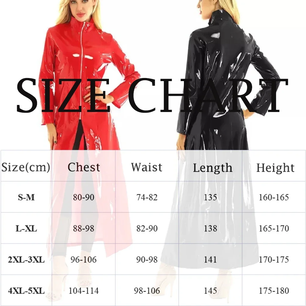 Women's Fashion PVC Leather Coat Long Jacket Windbreaker Leather Trench Coat Retro Motorcycle Overcoat Streetwear Womens Outfit