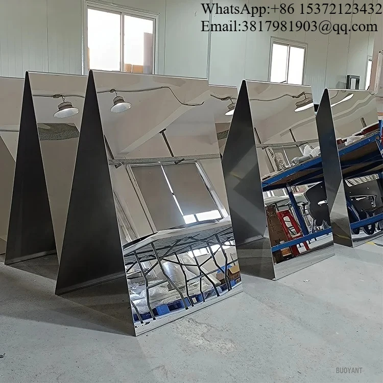 Double Sided Advertising Display Metal Mirrored Brushed Stainless Steel A-Frame Shop Sign Stand Sidewalk A Frame Sign Board