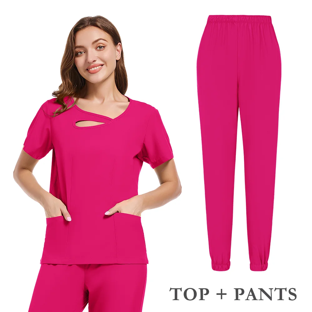 Hospital Nurse Uniforms Comfortable Medical Jogger Stylish Scrub Suits New Design Surgical Women Tops and Pants Scrub Set Pants