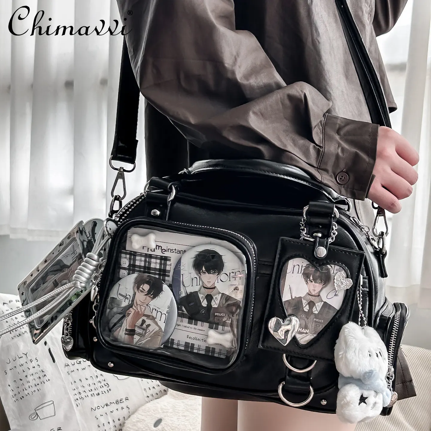 

Original Pain Bag 2026 New Japanese Fashion Transparent Little Doll Bag Kawaii Girl Handheld Shoulder Crossbody Bag for Women