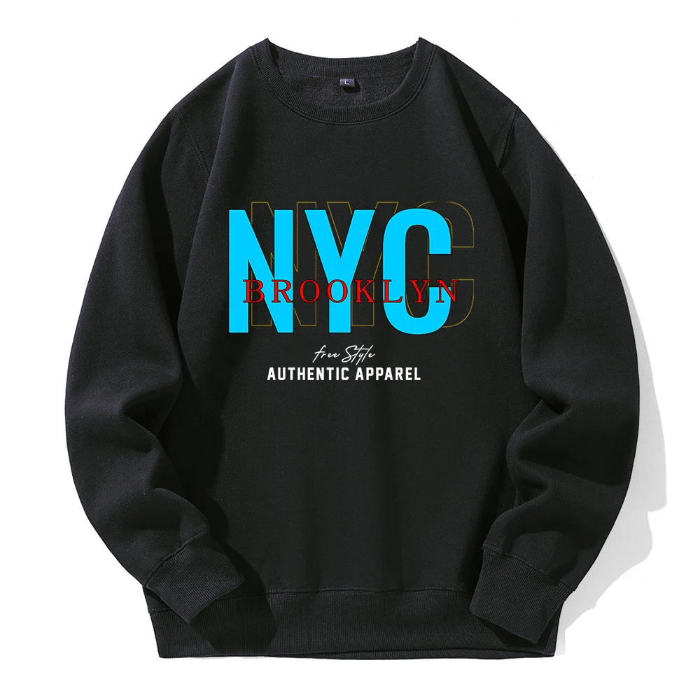 

Свободный стиль в Бруклин, толстовка с капюшоном New York City, мужские забавные толстовки с круглым вырезом, повседневная свободная спортивная уличная базовая толстовка с капюшоном