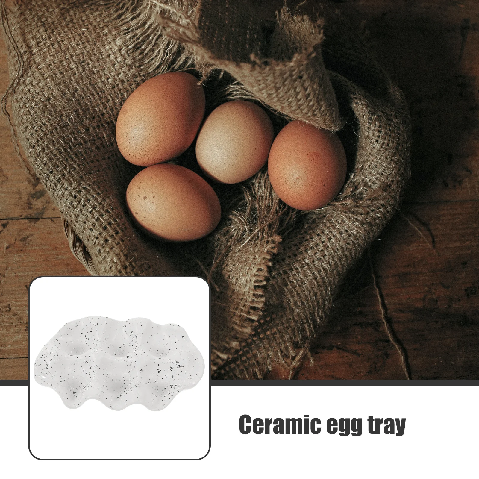 

Ceramic Egg Holder Sleek Design Non-Slip Egg Tray Storage Organizer for Refrigerator Kitchen Porcelain Container