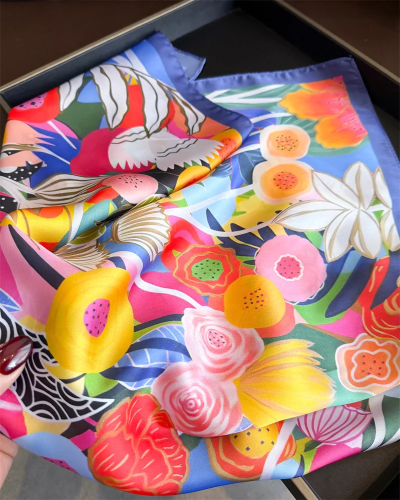 2026 New Bandana Designer Square Scarf Women Satin Shawl Wrap Hijab Female Hair Band Wrist Luxury Headkerchief Echarpe view 6
