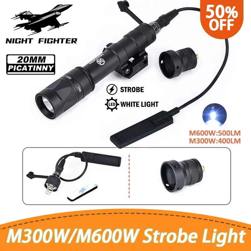 

Wadsn Metal M600W Tactical Weapon Light M300W Strobe Flashlight LED Whitelight Hunting Rifle Torch Fit 20mm Picatinny Rail