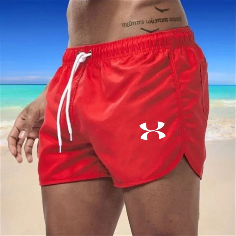 Shorts de praia masculino, calça havaiana de surf e natação, corrida e esportes fitness, verão