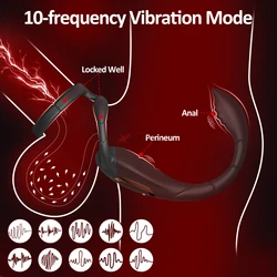 Cock Ring Prostate Vibrator for Male Double Ring Anal Plug Vibrating Delay Ejaculation Male Masturbator Sex Toys for Men