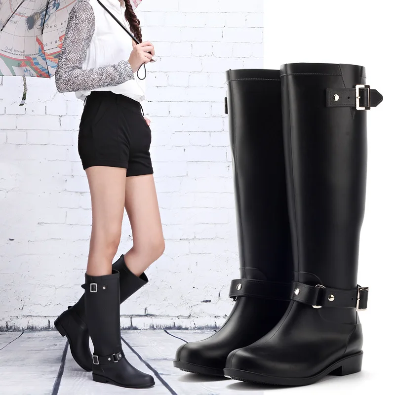 

Women's Rain Boots Waterproof Rain Boots Fashion Non-slip Long Tube Water Shoes Korean Version Mid-tube Adult Water Boots Women