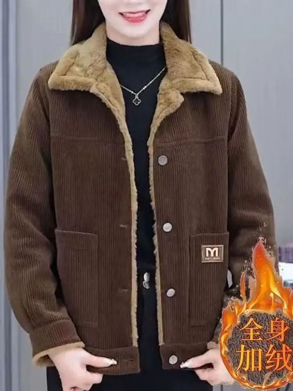 

Thiened Fce Warm Outerwear for Middle-Aged And ly Winter Clothes Korean Sle Oversized Coat with kets High Waist