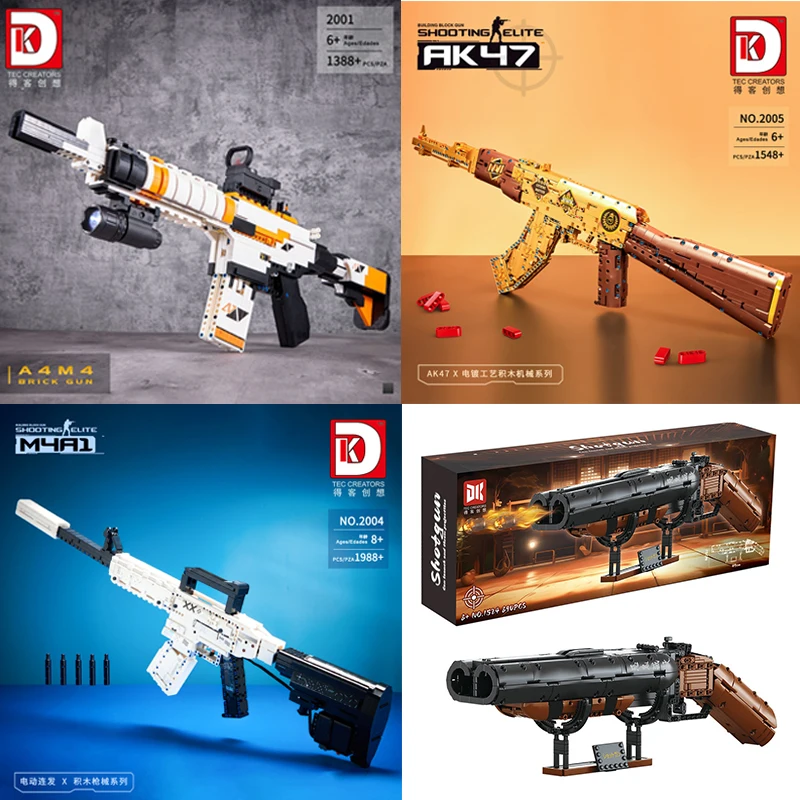التقنية الذهبية M4A4 M4A1 AK47 بندقية نموذج اللبنات مع مجموعة المحرك الطوب اللعب هدية للأطفال الأطفال #1